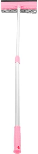 Tofficu Telescopic 80cm Window Cleaning Squeegee and Scrubber with Detachable Handle, Dual-Sided Glass Wiper for Home and Shower Glass Cleaning, Pink Extension Pole Window Cleaner Tool by Tofficu