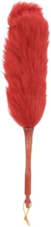 uxcell Wool Duster, 20.5" Natural Feather Cleaner Household Cleaning Duster with Solid Wooden Handle for Cleaning Fans Window Blinds Shelves Furniture, Red by uxcell