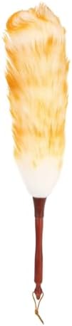 uxcell Wool Duster, 24.4" Natural Feather Cleaner Household Cleaning Duster with Solid Wooden Handle for Cleaning Fans Window Blinds Shelves Furniture, White Gold by uxcell
