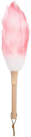 uxcell Wool Duster, 14.2" Natural Feather Cleaner Household Cleaning Duster with Solid Wooden Handle for Cleaning Fans Window Blinds Shelves Furniture, White Pink by uxcell