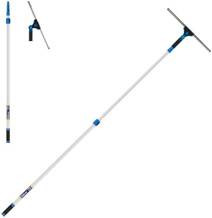 Unger Professional Connect and Clean 18” Grip Swivel Window, Glass Squeegee, and 8’ Pole, 180-Degree Pivoting Handle with Lock, Cleaning Supplies for Streak-Free Results by Unger