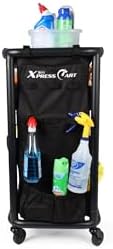 Rolling Janitorial Cleaning Cart with Steel Frame, Organizer and Black Bag - Image 3