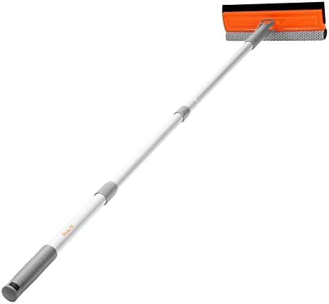 Eazer 46'' Professional Window Cleaner Tool, 2-in-1 Rotatable Squeegee for Window Cleaning Kit, Window Washing Equipment Kit with Threaded Extension Pole(20''-46'') for Shower/Windshield. by Eazer