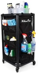 Rolling Janitorial Cleaning Cart with Steel Frame, Organizer and Black Bag by WholesaleHotelProducts