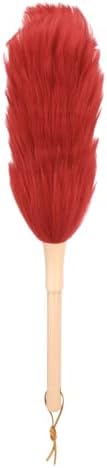 uxcell Wool Duster, 14.2" Natural Feather Cleaner Household Cleaning Duster with Solid Wooden Handle for Cleaning Fans Window Blinds Shelves Furniture, Red by uxcell