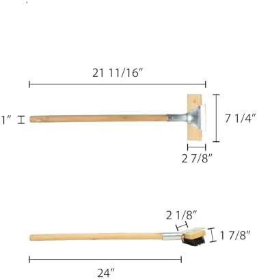 TrueCraftware- 27" Pizza Oven Brush with Scraper Long Wooden Handle Black Metal Wire Brush Pizza Stone Cleaner Commercial Grill BBQ Wood Fired Oven Tool - Image 5