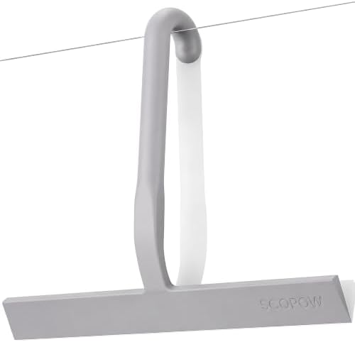 10 Inch Silicone Shower Squeegee for Glass Doors, Streak-Free, Grey by SCOPOW