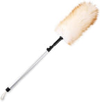 Lambswool Duster Extendable 31-55 Inch, Natural Electrostatic Feather Duster for Cleaning with Aluminum Extension Pole Reusable for High Ceilings, Fans, Blinds, Furniture, Interior & Roof Dusting by Greenfeather