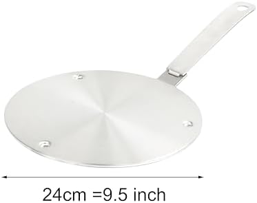 9.45 inch Heat Diffuser Stainless Steel Induction Adapter with Concave Spots for Electric Gas Stove Glass Induction Cooktop, Heats Up Faster,Detachable Handle - Image 2