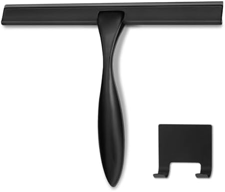 HIWARE All-Purpose Shower Squeegee for Shower Doors, Bathroom, Window and Car Glass - Black, Stainless Steel, 10 Inches by HIWARE