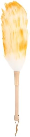 uxcell Wool Duster, 14.2" Natural Feather Cleaner Household Cleaning Duster with Solid Wooden Handle for Cleaning Fans Window Blinds Shelves Furniture, White Gold by uxcell