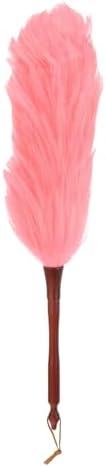 uxcell Wool Duster, 20.5" Natural Feather Cleaner Household Cleaning Duster with Solid Wooden Handle for Cleaning Fans Window Blinds Shelves Furniture, Pink by uxcell
