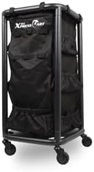 Rolling Janitorial Cleaning Cart with Steel Frame, Organizer and Black Bag - Image 2