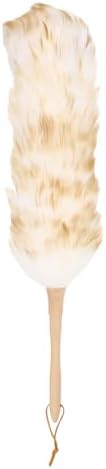 uxcell Wool Duster, 24.4" Natural Feather Cleaner Household Cleaning Duster with Solid Wooden Handle for Cleaning Fans Window Blinds Shelves Furniture, White Coffee by uxcell