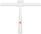 Squeegee for Shower Door 14 Inch Wide Blade, 11 Inch Short Handle One-Piece Silicone with Stainless Steel Core, Non-Slip Grip Window Squeegee for Bathroom Mirror Car Windshield, Aluminum Hook (White) by RICHMIRTH