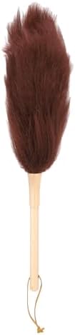 uxcell Wool Duster, 14.2" Natural Feather Cleaner Household Cleaning Duster with Solid Wooden Handle for Cleaning Fans Window Blinds Shelves Furniture, Coffee by uxcell