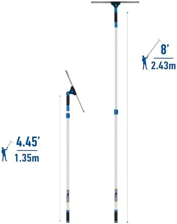 Unger Professional Connect and Clean 18” Grip Swivel Window, Glass Squeegee, and 8’ Pole, 180-Degree Pivoting Handle with Lock, Cleaning Supplies for Streak-Free Results - Image 3