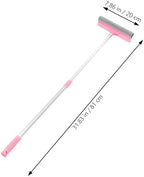 Tofficu Telescopic 80cm Window Cleaning Squeegee and Scrubber with Detachable Handle, Dual-Sided Glass Wiper for Home and Shower Glass Cleaning, Pink Extension Pole Window Cleaner Tool - Image 2