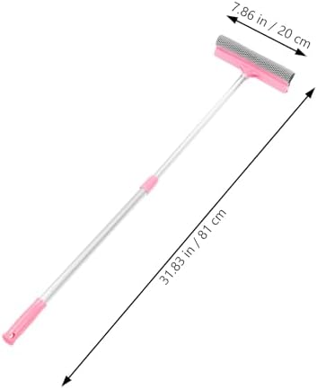 Tofficu Telescopic 80cm Window Cleaning Squeegee and Scrubber with Detachable Handle, Dual-Sided Glass Wiper for Home and Shower Glass Cleaning, Pink Extension Pole Window Cleaner Tool - Image 2