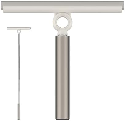 Extendable Shower Squeegee for Glass Doors, Shower Squeegee with 10-Inch Silicone Blade, Telescoping Handle for Windows and Shower Glass, Silver by EHOMGUI