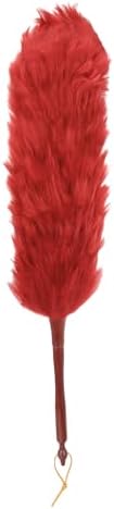 uxcell Wool Duster, 24.4" Natural Feather Cleaner Household Cleaning Duster with Solid Wooden Handle for Cleaning Fans Window Blinds Shelves Furniture, Red by uxcell