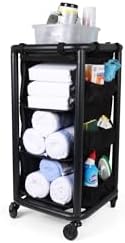 Rolling Janitorial Cleaning Cart with Steel Frame, Organizer and Black Bag - Image 4