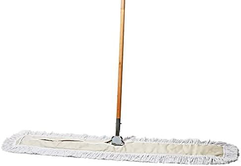 Commercial Dust Mop & Floor Sweeper, 48 in. Dust Mop for Hardwood Floors, Cotton Mop Head, Wooden Broom Handle, Industrial Dry Mop for Floor Cleaning & Janitorial Supplies by TidyTools