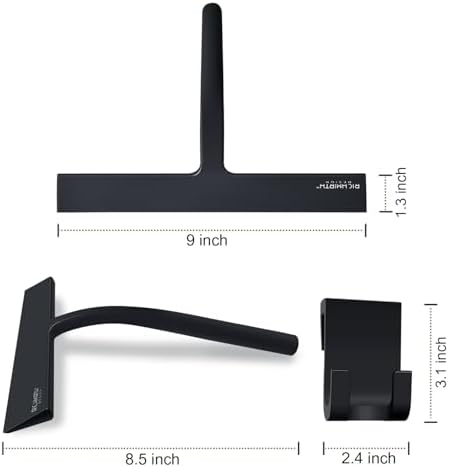 Silicone Rubber Blade Shower Squeegee 9" in Width Window & Car Squeegee for Shower, Glass, Window (Black, 9 Inches) - Image 2