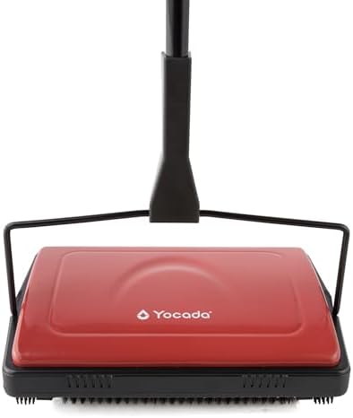 Yocada Manual Carpet Sweeper Cleaner Non-Electric Hand Push Dark Red by Yocada