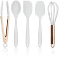 COOK WITH COLOR Silicone Cooking Utensils, Kitchen Utensil Set, Easy to Clean Silicone Kitchen Utensils, Cooking Utensils for Nonstick Cookware, Kitchen Gadgets Set, Standard, White by CookwithColor