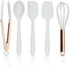 COOK WITH COLOR Silicone Cooking Utensils, Kitchen Utensil Set, Easy to Clean Silicone Kitchen Utensils, Cooking Utensils for Nonstick Cookware, Kitchen Gadgets Set, Standard, White by CookwithColor