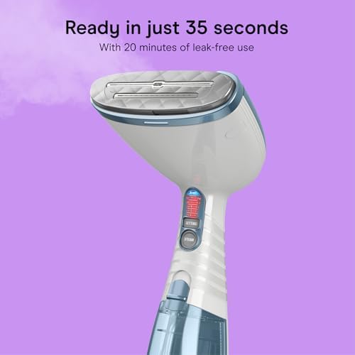 Conair Handheld Steamer for Clothes & Upholstery, 3 Attachments, White/Blue - Image 3