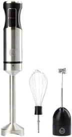 MasterChef Immersion Blender Handheld with Electric Whisk & Milk Frother Attachments, Hand Held Stainless Steel Stick Emulsifier for Making Baby Food, Soup, Puree, Cake, Cappuccino, Latte etc, 400W by MasterChef