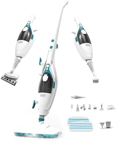 BLACK+DECKER 2-in-1 Steam Mop and Handheld Steam Cleaner, 1500W Electric Floor Steamer with 180° Swivel Steering, Fast 30s Heat-Up, Compact Foldable Storage, 13 Accessories for Tile & Hardwood Floors by Unknown