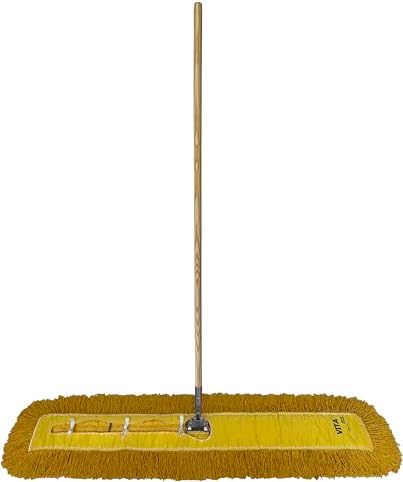 Industrial Dust Mop Kit – Includes 48 Inch Yellow Twisted Closed Loop Mop Head, Wood Handle, and Heavy-Duty Wire Frame – Commercial Grade for Janitorial & Facility Cleaning - Image 2