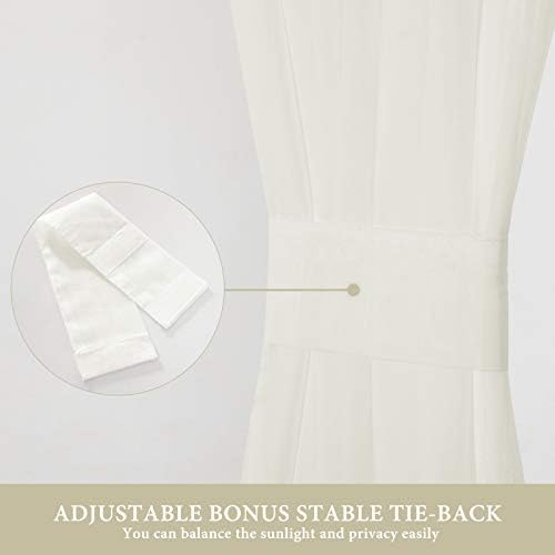 MIULEE Ivory 40 x 72 Inches Sidelight Curtains for French Door Sheer Panels - Image 3