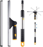 14" Window Cleaning Tool, All-Purpose Extendable Window Squeegee with 2 Blades and Stainless Steel Pole, Shower Squeegee for Glass Doors,Shower Doors, Windows, Bathroom and Car Windshields by ITTAHO