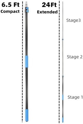 30 Foot High Ceiling Fan, Cobweb Duster with 6-24ft Extension Pole - Image 3