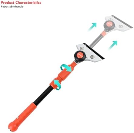 EHDIS Retractable Razor Blade Scraper Long Handle Heavy Duty Floor Scraper with Rotatable Head and 10pcs Replace Blades for Cleaning Glass, Tile, Floor, Wall,Door - Image 3