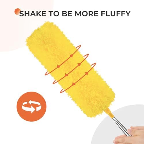 Microfiber Feather Duster, High Ceiling Fans with 30-100 Inch Pole, Yellow - Image 6