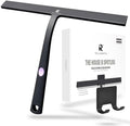 Squeegee for Shower Door 14 Inch Wide Blade, 11 Inch Short Handle One-Piece Silicone with Stainless Steel Core, Non-Slip Grip Window Squeegee for Bathroom Mirror Car Windshield, Aluminum Hook (Black) by RICHMIRTH