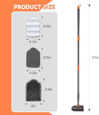 nacena Shower Scrubber with Long Handle, 3 in 1 Tile Tub Scrubber Brush with 3 Detachable Cleaning Heads Adjustable Handle Shower Cleaner Brush for Bathroom, Kitchen, Toilet, Wall, Sink, Grey Orange - Image 2
