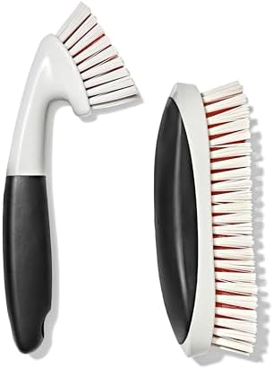 OXO Good Grips Grout Brush & Heavy Duty Scrub Brush Combo Set; Tough, Durable bristles Cut Through Grime and soap scum; Ideal for tubs, Tile Walls, countertops and Floors by Unknown