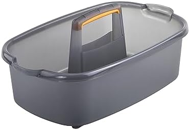 Casabella Cleaning Storage Caddy with Handle Plastic Multipurpose Organizer, Rectangle, 1.85-Gallon, Gray by Casabella