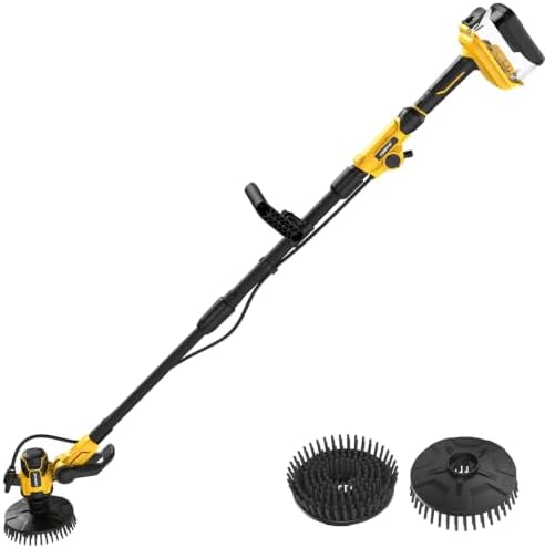 6" Brushless Cordless Power Spin Scrubber Compatible with DeWalt 20V Max (Tool Only), 2-Speed 350 RPM Electric Floor Scrubber with Water Hose Valve, 90° Adjustable Head for Deck, Patio & Driveway by Unknown