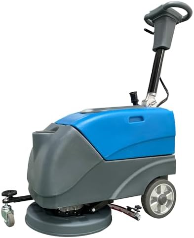 15'' Brush Battery Powered Walk Behind Floor Scrubber Machine，Foldable Hand-Push Commercial Industrial Floor Scrubber Machine (Blue) by Lanstixr