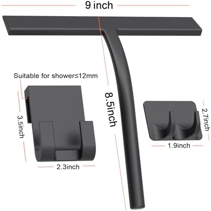Silicone Shower Squeegee, Black, 9 inch - Image 2