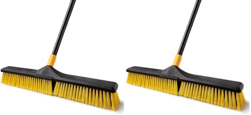 Yocada 24 inch Push Broom Brush 65.3 inch Long Stiff Bristles Heavy-Duty (Pack of 2) by Yocada