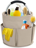 17L Cleaning Caddy with Handle, Cleaning Supplies Organizer, Foldable Storage Basket, Cleaning Supply Caddy, Portable Multi Cleaning Bucket Bag for Home, Garden (Khaki) by Unknown