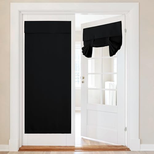 NICETOWN Black French Front Door Curtain Adhesive Thermal Insulated Curtain by NICETOWN